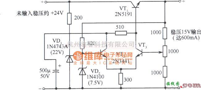 稳压电源中的简单的15V稳压电源电路图  第1张