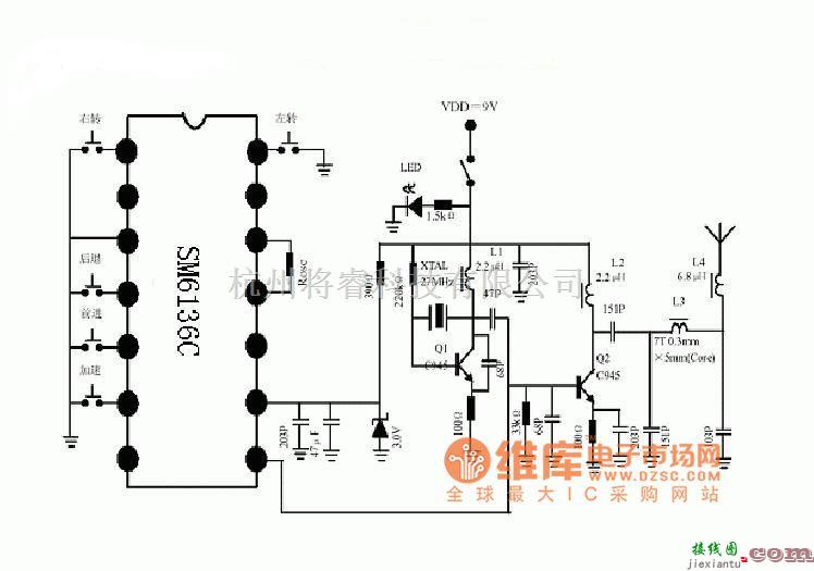 遥控发射中的无线电遥控车发送原理图  第1张