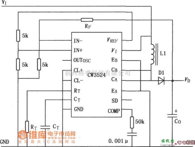 保护电路中的CW1524/2524/3524脉宽调制功率控制器的典型应用电路图  第1张