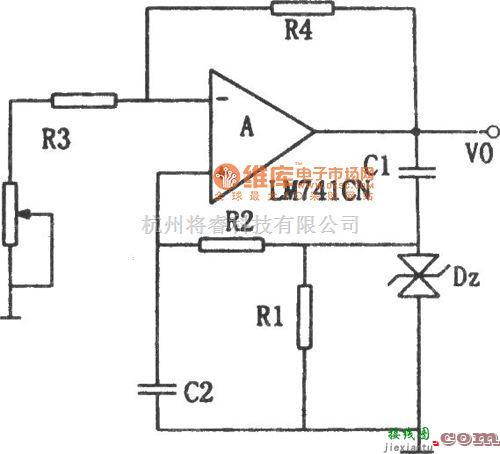 正弦信号产生中的LM741CN构成的RC正弦波振荡器电路图  第1张