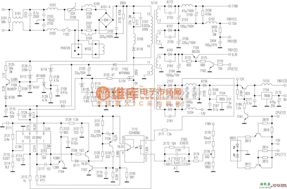 显示器电源中的飞利浦 15a显示器电源电路图  第1张