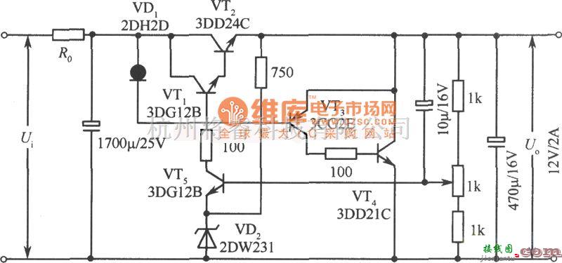 稳压电源中的12V串、并联复合式稳压电源电路图  第1张