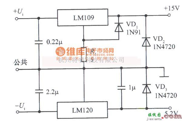 稳压电源中的双输出稳压电源电路图  第1张