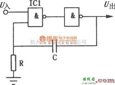 触发/翻转电路中的与非门组成的宽延时触发器电路图  第1张