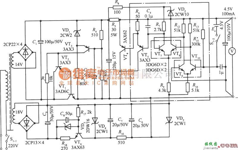 稳压电源中的4.5V精密电源电路图  第1张