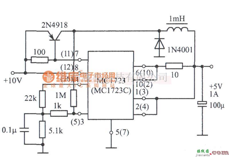 稳压电源中的5V、1A开关稳压电源电路图  第1张