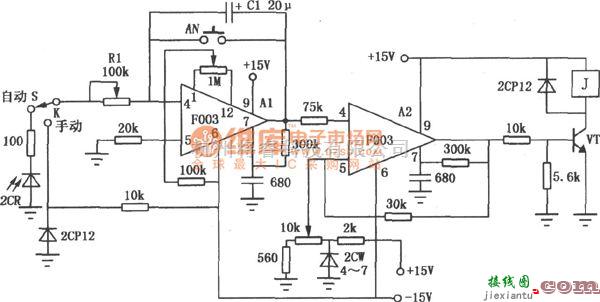 定时控制中的运放5G28组成的自动曝光定时器电路图  第1张