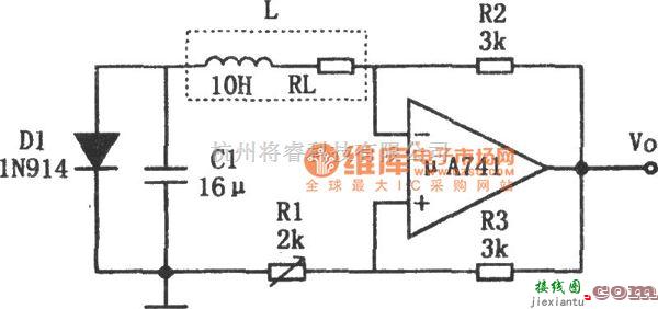 正弦信号产生中的μA741构成简单的正弦波发生器电路图  第1张