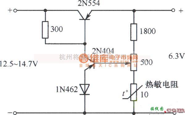 稳压电源中的能在-55℃～71℃温度范围内工作的6V稳压电源电路图  第1张