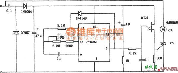 定时控制中的电饭锅预置断电定时器电路图  第1张