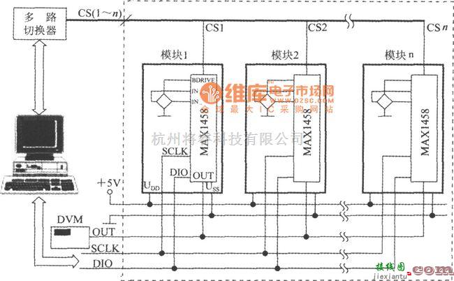 传感信号调理中的由数字式压力信号调理器MAX1458构成的压力测试电路图  第1张