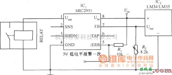 保护电路中的MIC2951构成的过热保护系统电路图  第1张