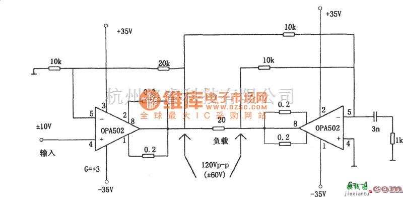 运算放大电路中的OPA502构成的桥氏驱动电路图  第1张