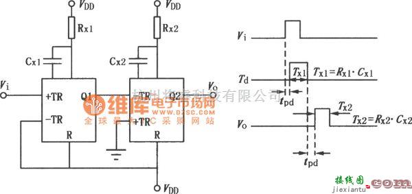 定时控制中的J210组成的脉冲延迟电路图  第1张