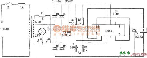 温控电路中的显影液恒温控制电路(5G31A)电路图  第1张