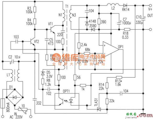 充电电路中的袖珍开关电源充电器电路图  第1张