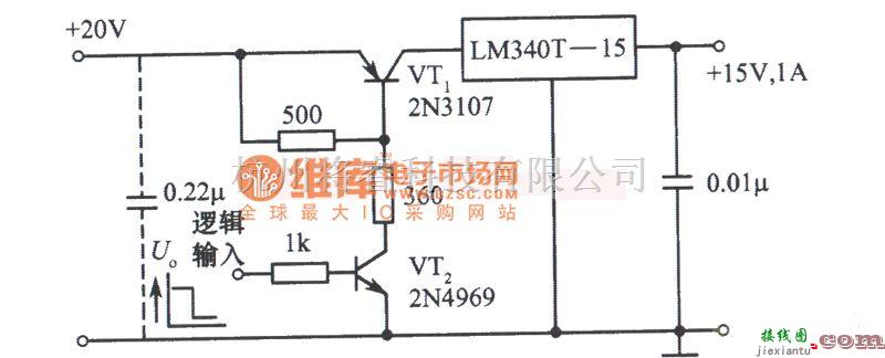 稳压电源中的逻辑电平控制的稳压电源电路图  第1张