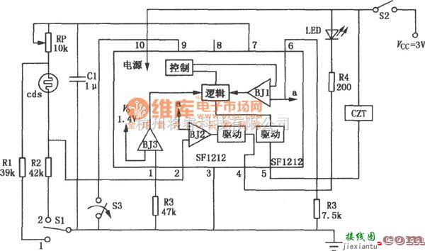 定时控制中的SF1212自动曝光集成(定时)控制电路图  第1张