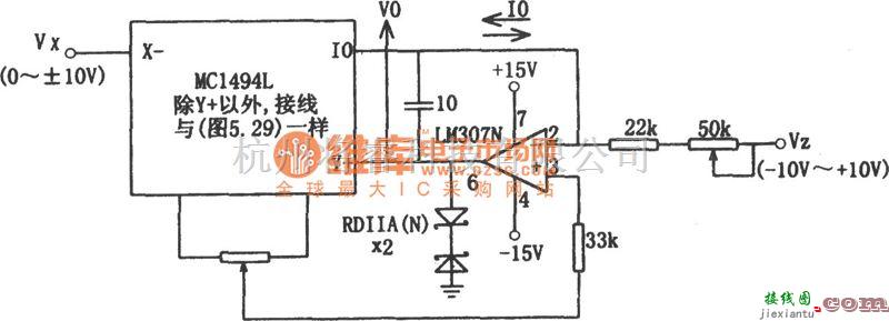 运算放大电路中的由MC1494和LM307构成的除法电路图  第1张