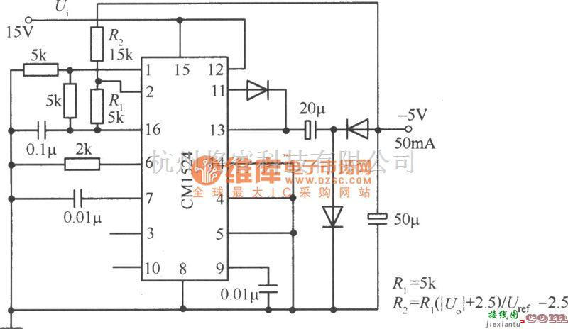 开关稳压电源中的由CW1524组成的降压式斩波开关稳压电源电路图  第1张