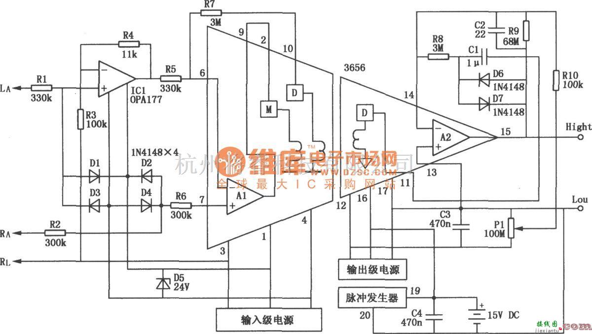 电子管功放中的心电图(ECG)放大电路图  第1张