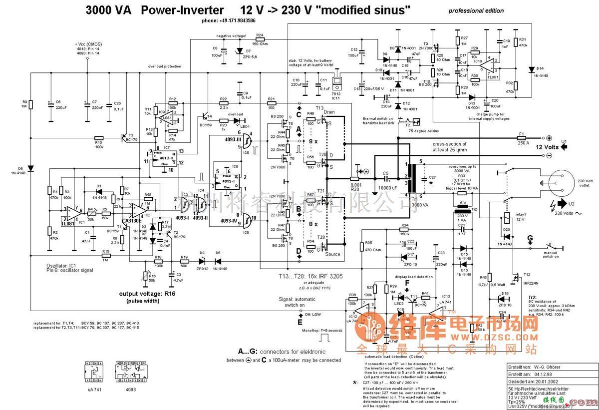 电源电路中的3000VA UPS电源电路图  第1张