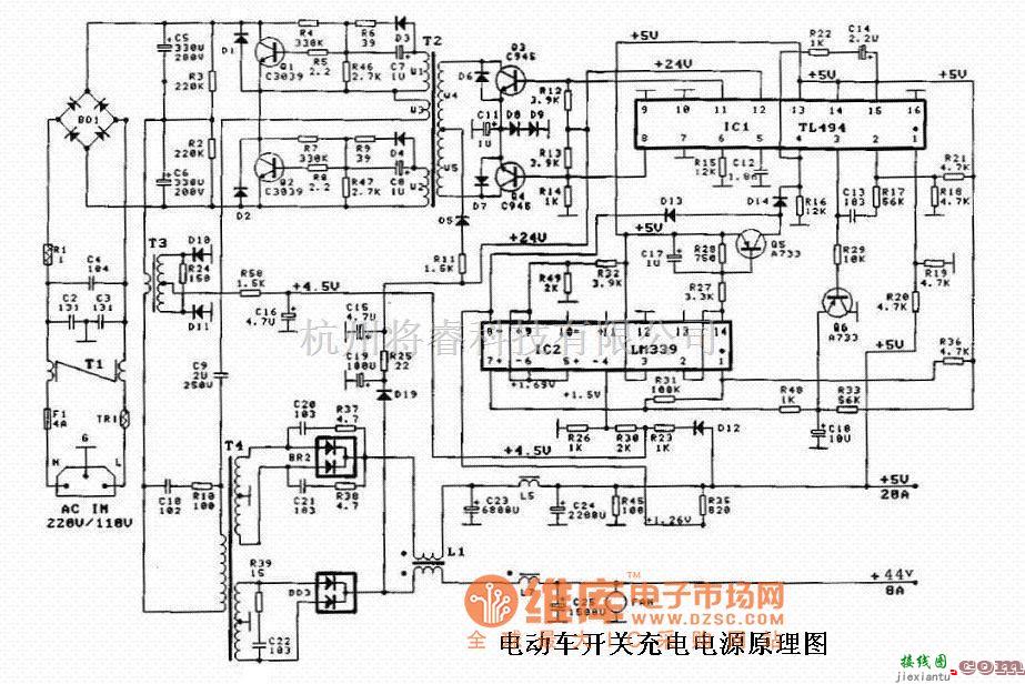 充电电路中的电动车开关充电电源电路图  第1张