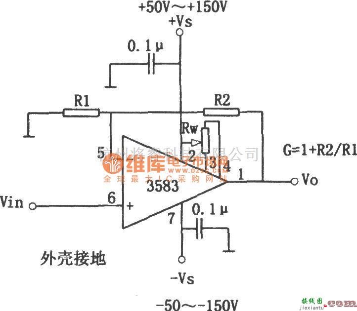 运算放大电路中的高运算放大器3583构成的高压输出的放大电路图  第1张