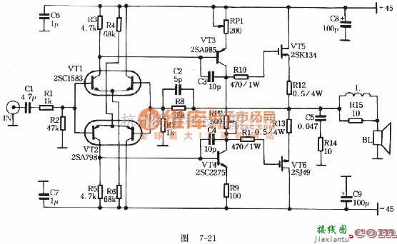 电子管功放中的2SK134/J49功放电路图  第1张