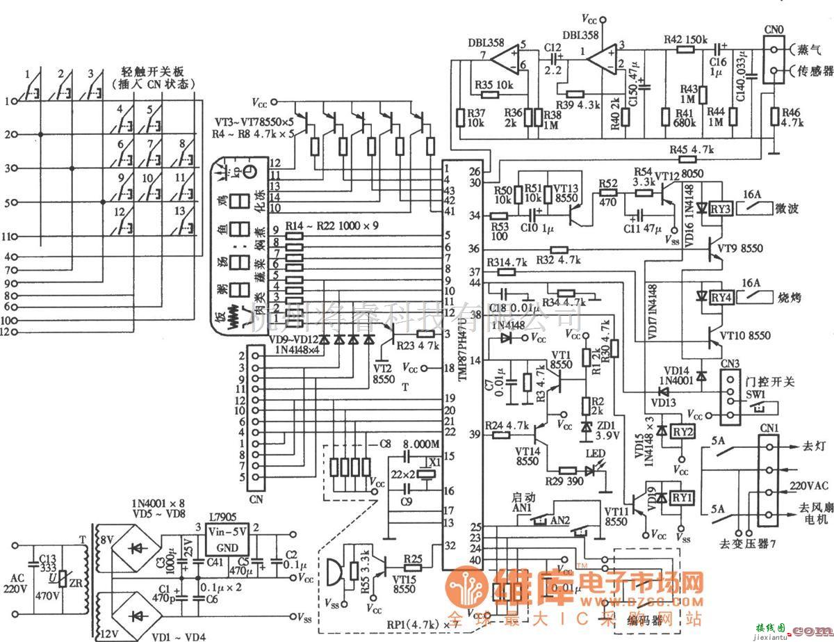 电机控制专区中的安宝路微波炉控制板电路图  第1张