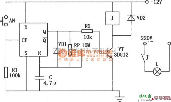 定时控制中的D触发器组成的曝光定时器电路图  第1张