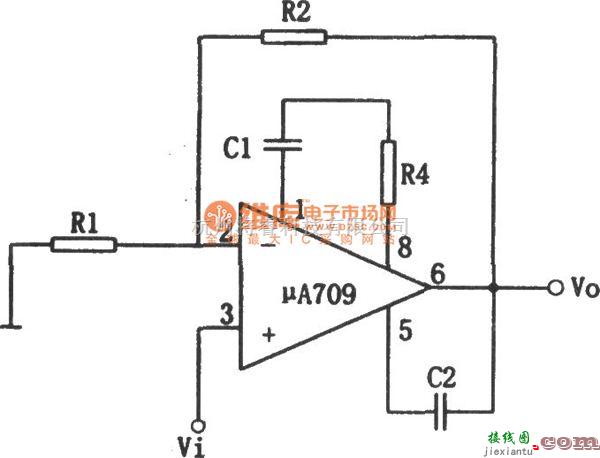 运算放大电路中的μA709构成的基本同相放大电路图  第2张