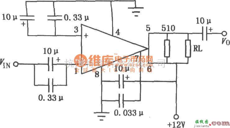 运算放大电路中的F1590单电源具有AGC的宽带单运放电路图  第1张