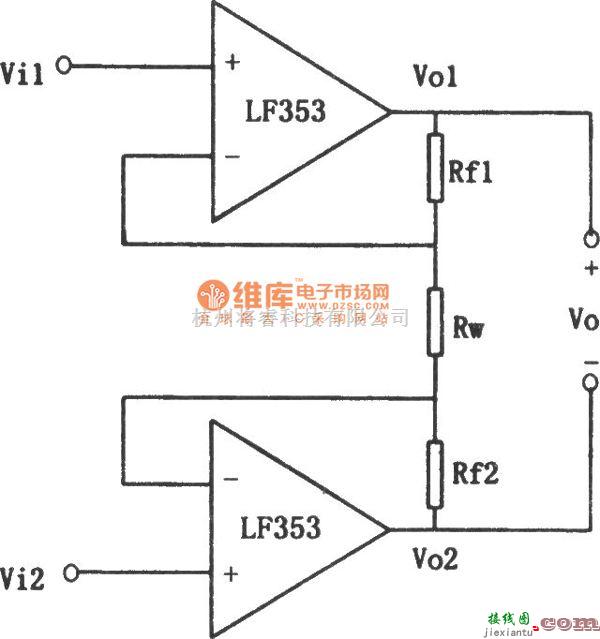 运算放大电路中的LF353构成的同相并联减法电路图  第1张