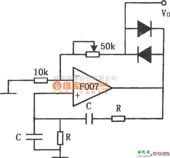 正弦信号产生中的F007构成的稳定的正弦波振荡器电路图  第1张