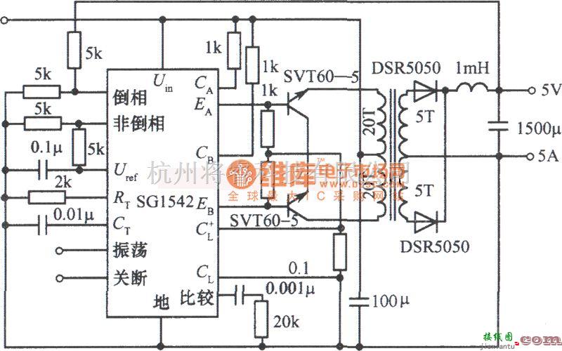 稳压电源中的5V、5A开关稳压电源电路图  第1张