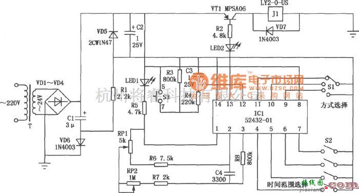 开关电路中的电子时间继电器电路图  第1张