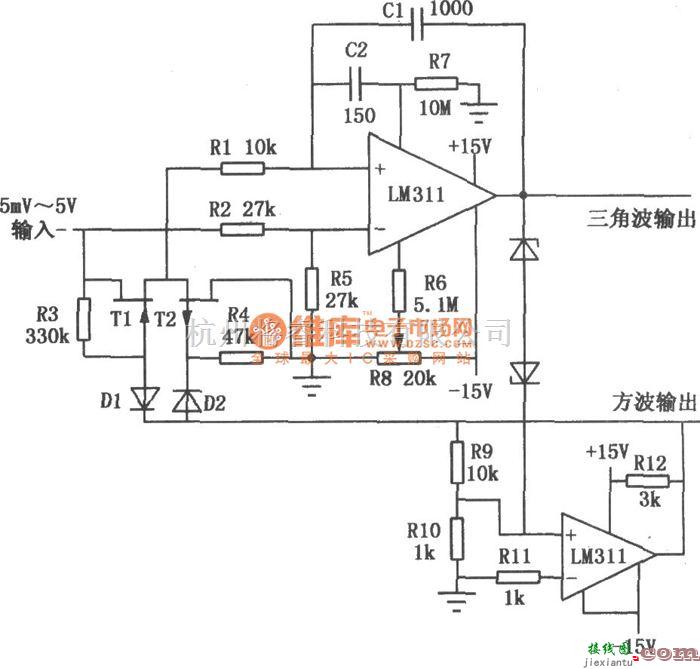 数字电路中的LM111/211/311的典型应用电路图  第1张