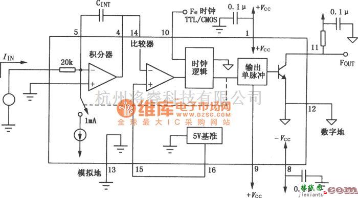 数字电路中的VFC100同步电压／频率转换器电路图  第1张