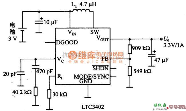 稳压电源中的LTC3402和LTC1872的应用电路图  第1张