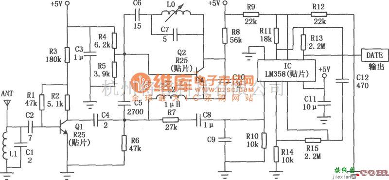 无线发射中的DF数据发射模块和超再生接收模块电路图  第2张