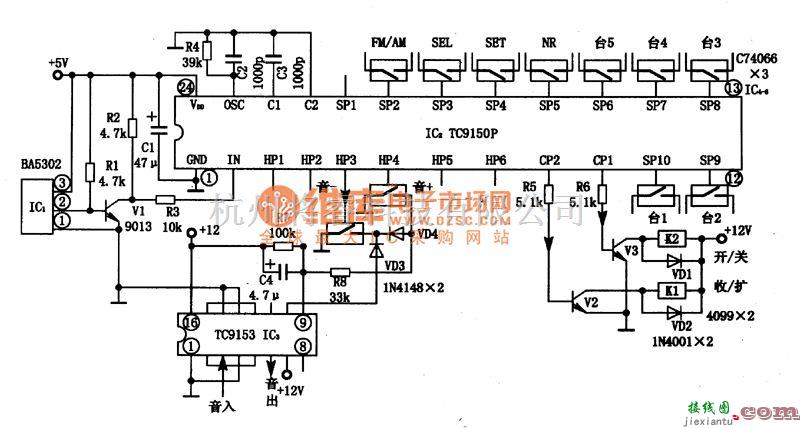 遥控电路（综合)中的TC915OP遥控微处理器集成电路图  第3张