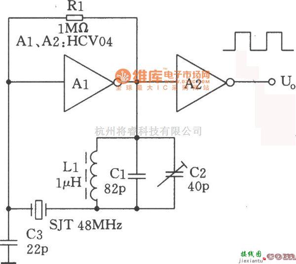 高频信号产生中的48MHz的HCMOS振荡器电路图  第1张