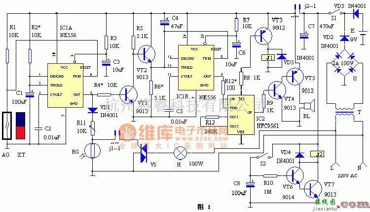 报警控制中的实用的门控防盗报警器电路图  第1张