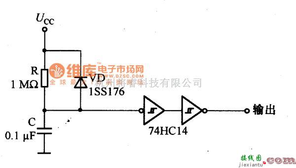 电源电路中的RC电路后接施密特触发器的复位电路图  第1张