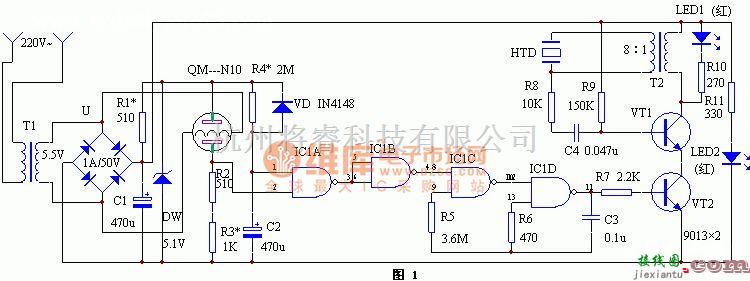 报警控制中的家用瓦斯报警器电路图  第1张