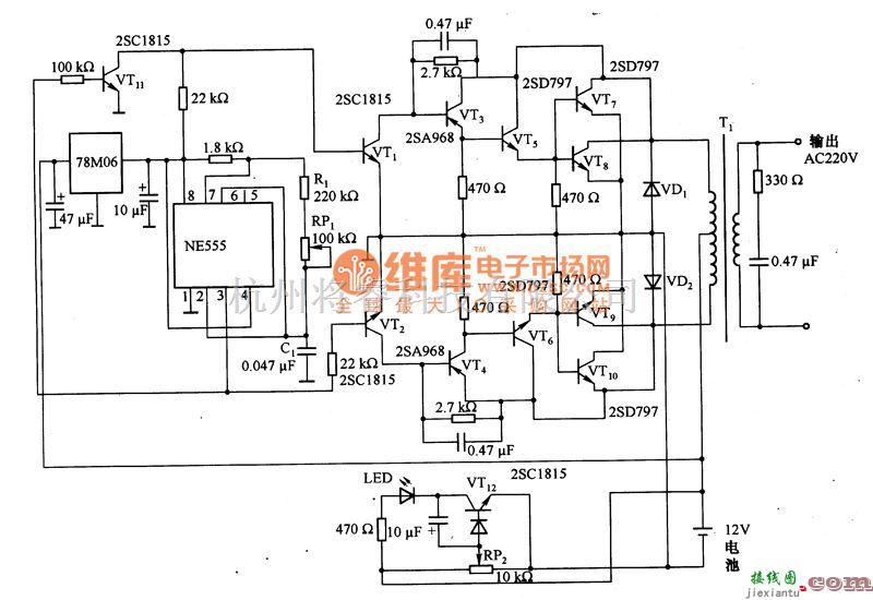 逆变电源中的由NE555等构成的逆变器电路图  第1张