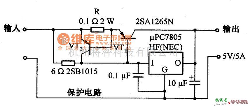 稳压电源中的采用晶体管和限流电路电路图  第1张