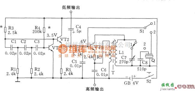 多种频率信号中的高低频信号发生器电路图  第1张