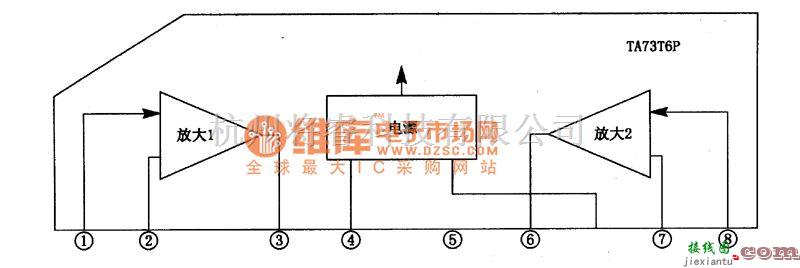 集成音频放大中的TA7376P双声道功率放大集成电路图  第1张